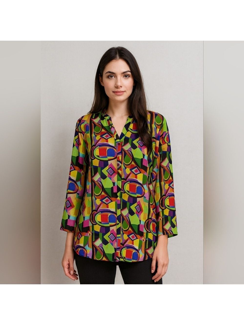 MAST 1883 Colorful high low button down shirt